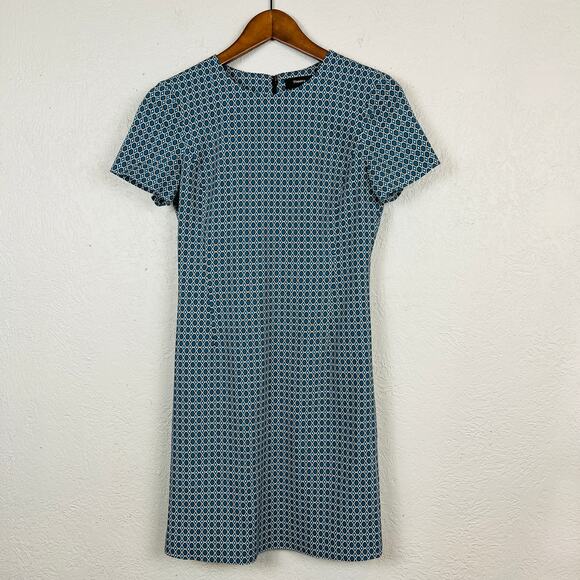 Theory Mod Print Sheath Dress Short Sleeve Knee Length Career - 0 - Picture 2 of 6